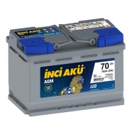 İNCİ ( 1010192 ) 12 V 70 Ah C20 START-STOP AGM LEO SULU Akü